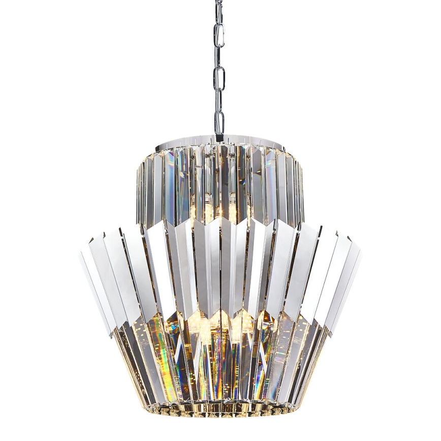 Ljuskrona på kedja DONNA 9xE14/40W/230V diameter 45 cm matt krom