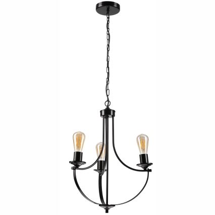 Ljuskrona på kedja GINA 3xE27/60W/230V svart
