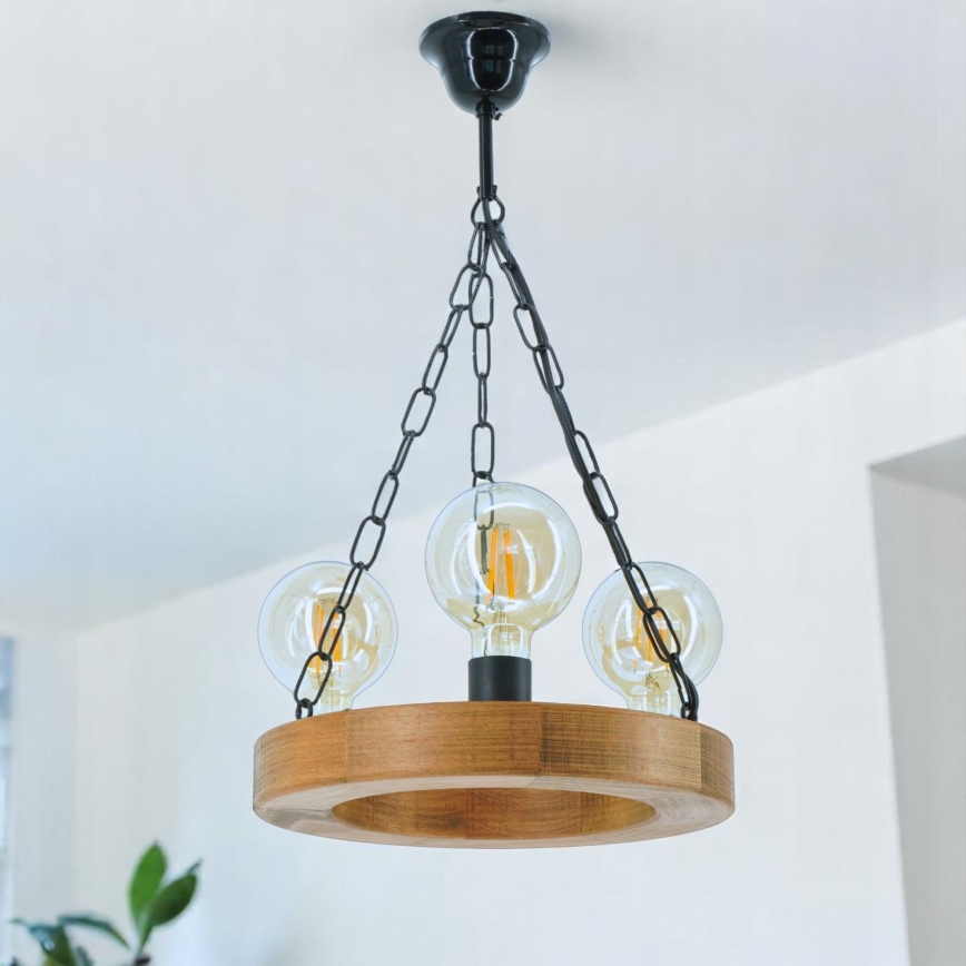 Ljuskrona på kedja IOS 3xE27/60W/230V diameter 30 cm bok