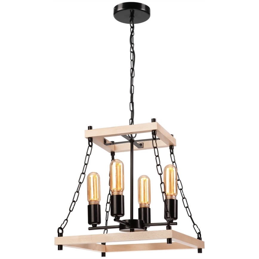 Ljuskrona på kedja JASPER 4xE27/60W/230V bok/beige