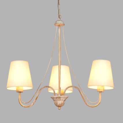 Ljuskrona på kedja MALBO 3xE27/15W/230V beige