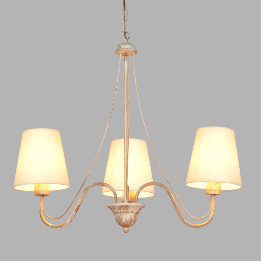 Ljuskrona på kedja MALBO 3xE27/15W/230V beige