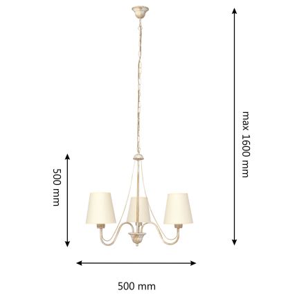 Ljuskrona på kedja MALBO 3xE27/15W/230V beige