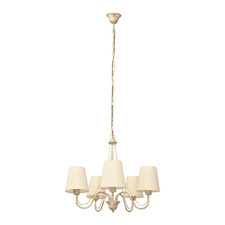 Ljuskrona på kedja MALBO 5xE27/15W/230V beige
