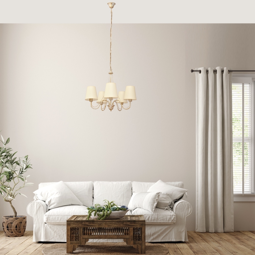 Ljuskrona på kedja MALBO 5xE27/15W/230V beige