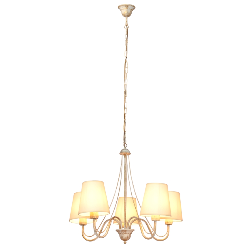 Ljuskrona på kedja MALBO 5xE27/15W/230V beige