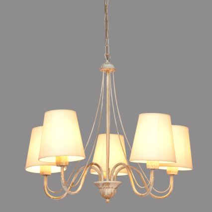 Ljuskrona på kedja MALBO 5xE27/15W/230V beige
