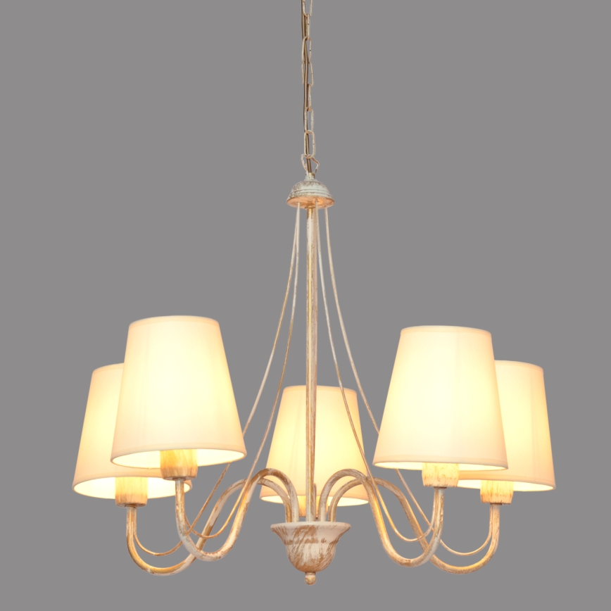 Ljuskrona på kedja MALBO 5xE27/15W/230V beige