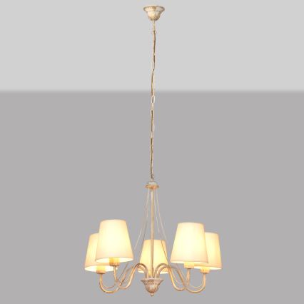 Ljuskrona på kedja MALBO 5xE27/15W/230V beige