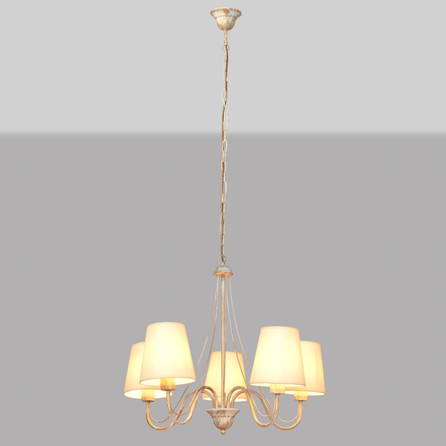 Ljuskrona på kedja MALBO 5xE27/15W/230V beige
