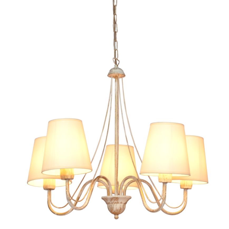 Ljuskrona på kedja MALBO 5xE27/15W/230V beige