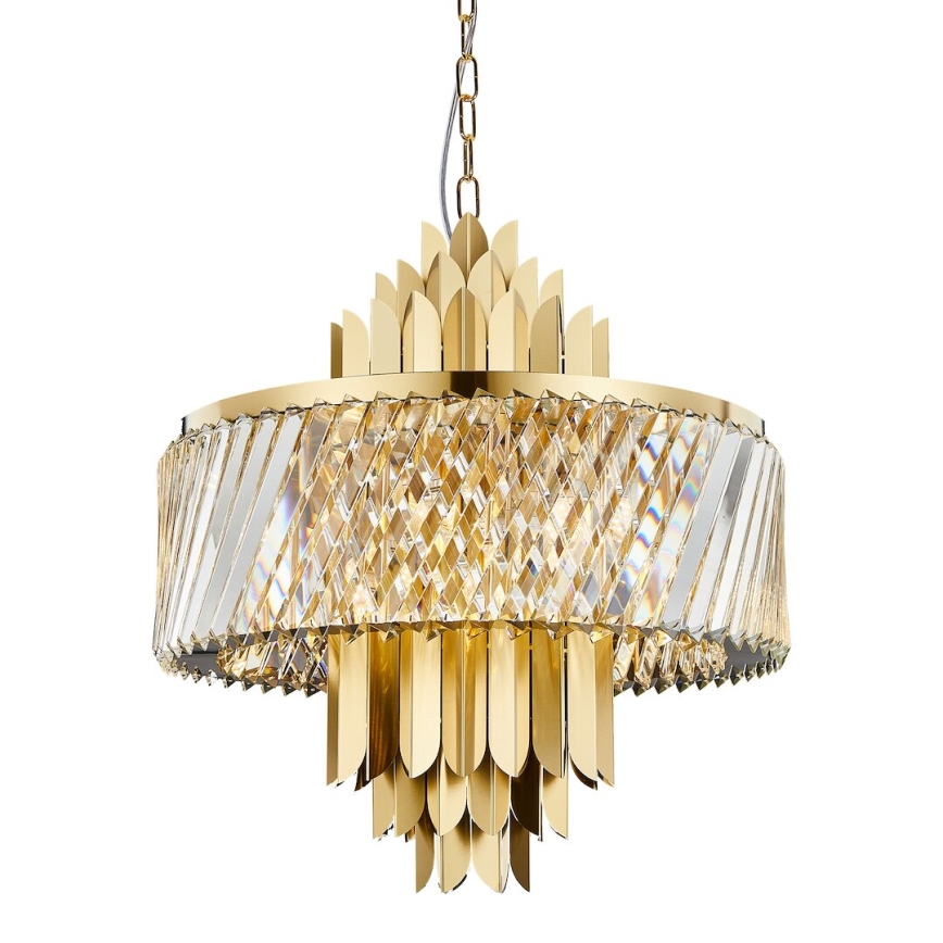 Ljuskrona på kedja MARGOT 9xE14/40W/230V diameter 55 cm guld