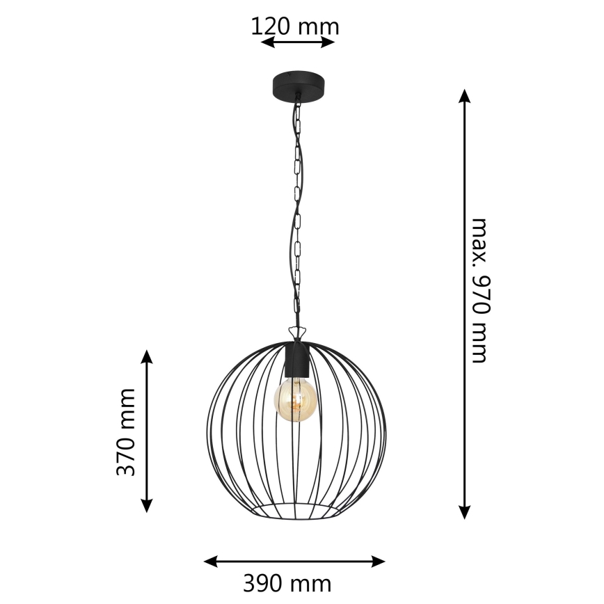 Ljuskrona på kedja MERCURE 1xE27/15W/230V svart