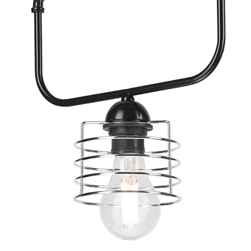 Ljuskrona på kedja MORGAN 1xE27/60W/230V svart/krom