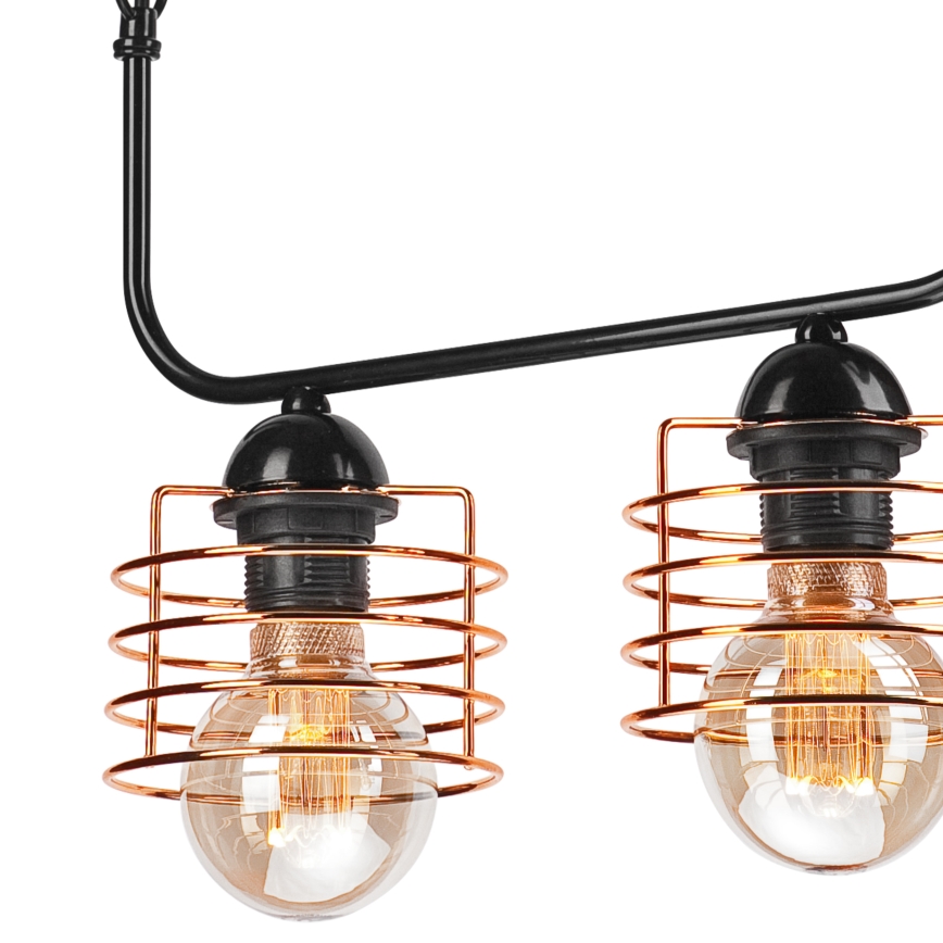 Ljuskrona på kedja MORGAN 2xE27/60W/230V svart/koppar