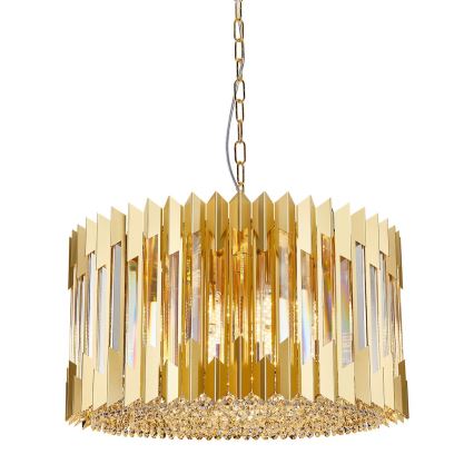 Ljuskrona på kedja RITZ 12xE14/40W/230V diameter 54 cm guld
