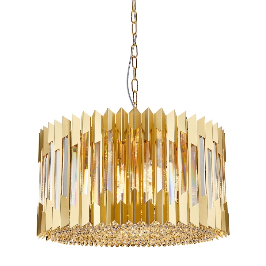 Ljuskrona på kedja RITZ 12xE14/40W/230V diameter 54 cm guld