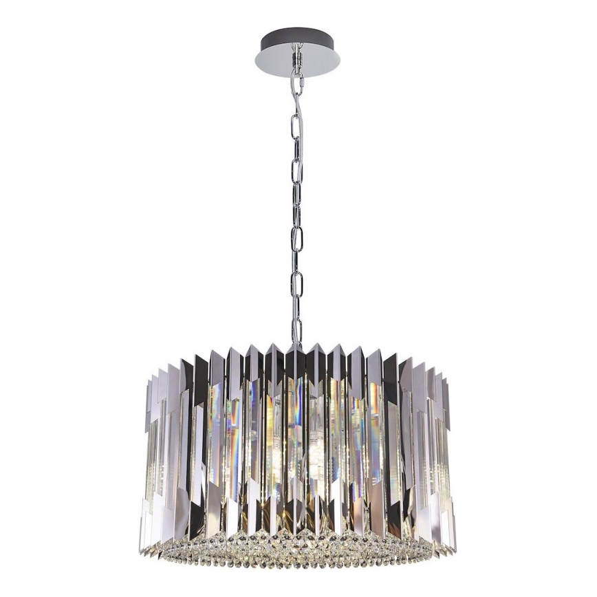 Ljuskrona på kedja RITZ 12xE14/40W/230V diameter 54 cm skinande krom