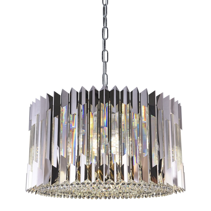 Ljuskrona på kedja RITZ 12xE14/40W/230V diameter 54 cm skinande krom