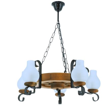 Ljuskrona på kedja ROATA 5xE14/40W/230V diameter 30 cm bok