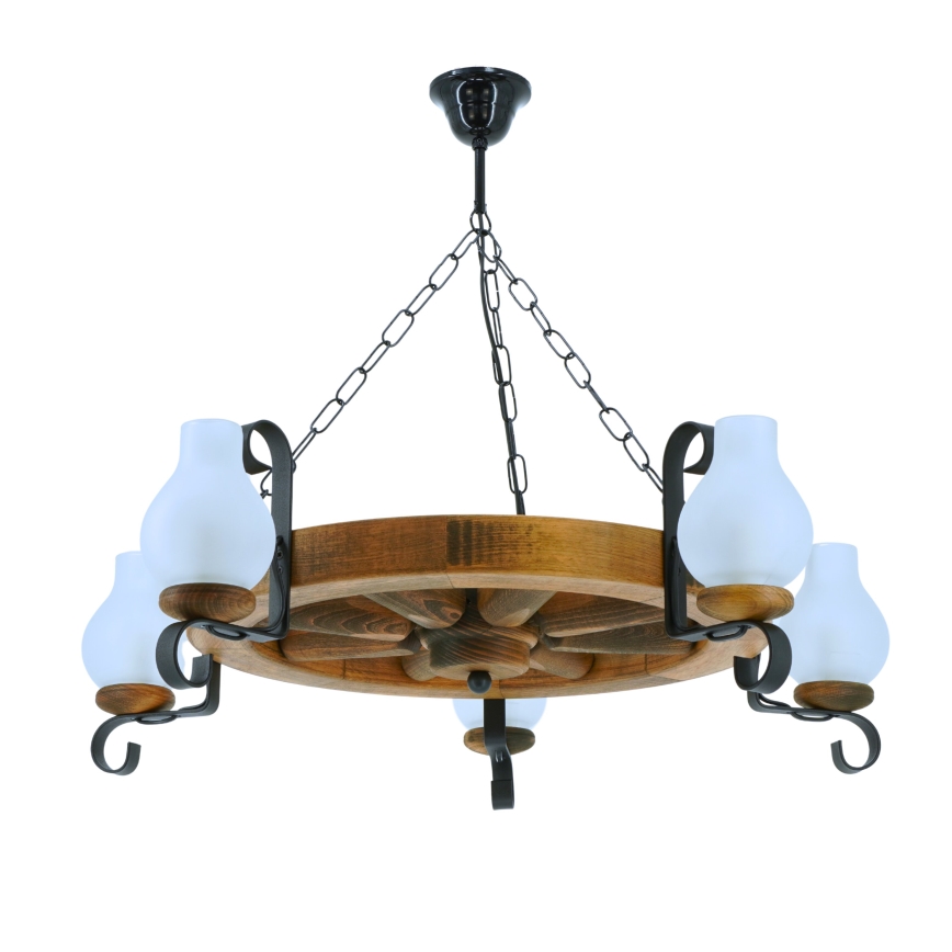 Ljuskrona på kedja ROATA 5xE14/40W/230V diameter 70 cm bok