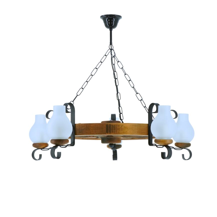 Ljuskrona på kedja ROATA 5xE14/40W/230V diameter 70 cm bok