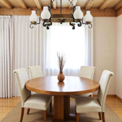 Ljuskrona på kedja ROATA 6xE14/40W/230V diameter 70 cm bok