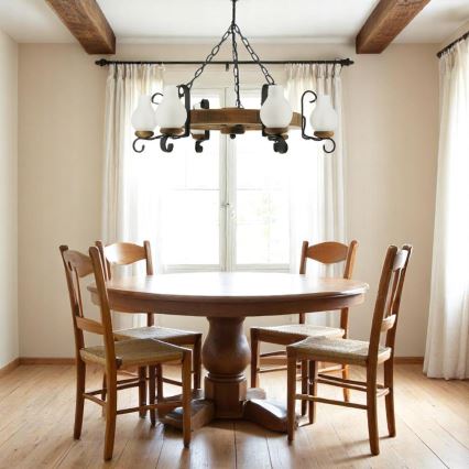 Ljuskrona på kedja ROATA 6xE14/40W/230V diameter 70 cm bok
