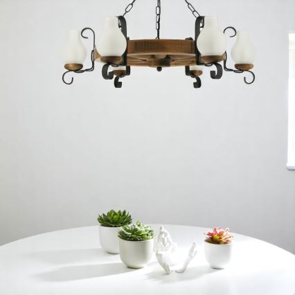 Ljuskrona på kedja ROATA 6xE14/40W/230V diameter 70 cm bok