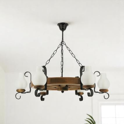 Ljuskrona på kedja ROATA 6xE14/40W/230V diameter 70 cm bok