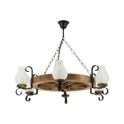 Ljuskrona på kedja ROATA 6xE14/40W/230V diameter 70 cm bok