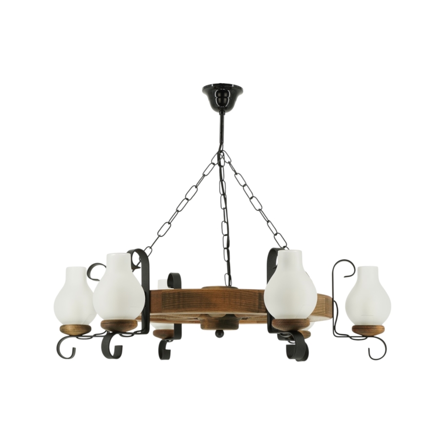 Ljuskrona på kedja ROATA 6xE14/40W/230V diameter 70 cm bok