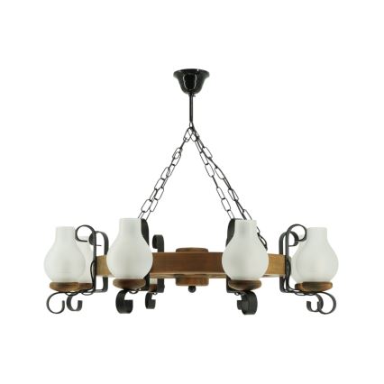 Ljuskrona på kedja ROATA 8xE14/40W/230V diameter 70 cm bok - FSC certifierade