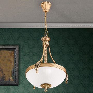 Ljuskrona på kedja ROCCA 3xE27/60W/230V diameter 32 cm brons/vit