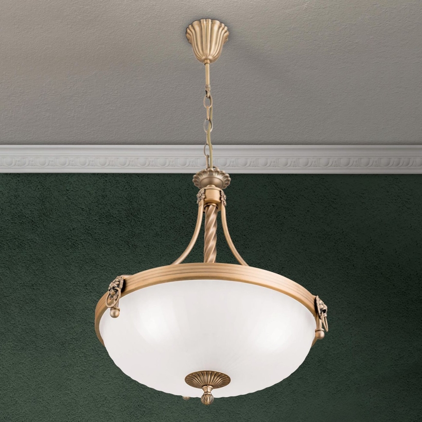Ljuskrona på kedja ROCCA 3xE27/60W/230V diameter 42 cm brons/vit