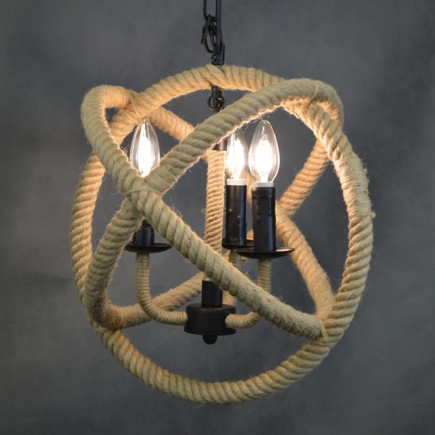 Ljuskrona på kedja ROPE GLOBO 3xE14/10W/230V