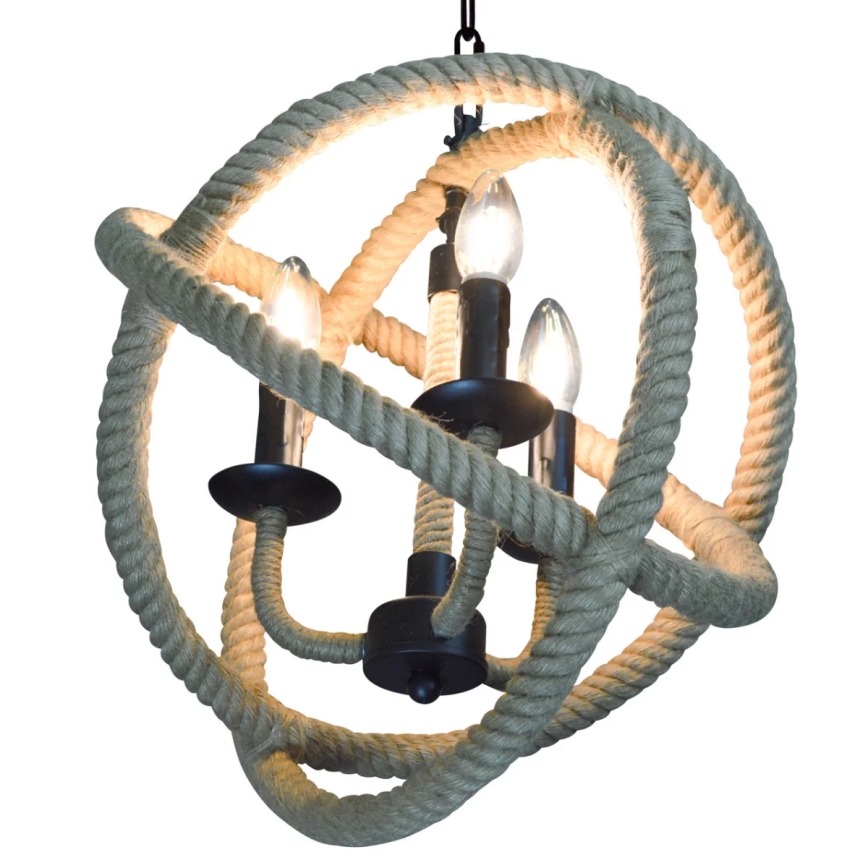 Ljuskrona på kedja ROPE GLOBO 3xE14/10W/230V
