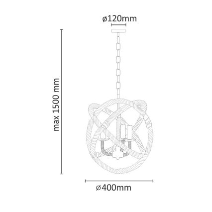 Ljuskrona på kedja ROPE GLOBO 3xE14/10W/230V