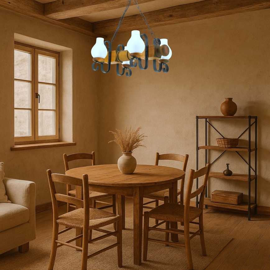 Ljuskrona på kedja RUSTIC 4xE14/40W/230V bok