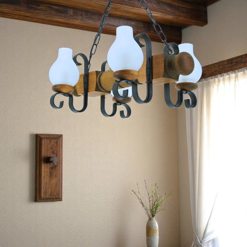 Ljuskrona på kedja RUSTIC 4xE14/40W/230V bok