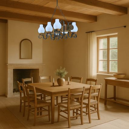 Ljuskrona på kedja RUSTIC 6xE14/40W/230V bok