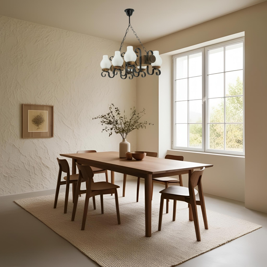 Ljuskrona på kedja RUSTIC 6xE14/40W/230V bok