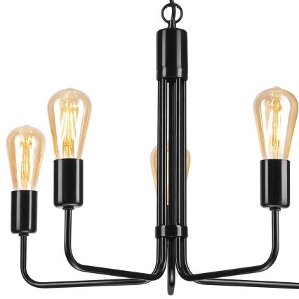 Ljuskrona på kedja TIFFANY 5xE27/60W/230V svart