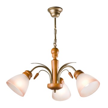 Ljuskrona på kedja TULIPAN 3xE27/60W/230V bok - FSC certifierade