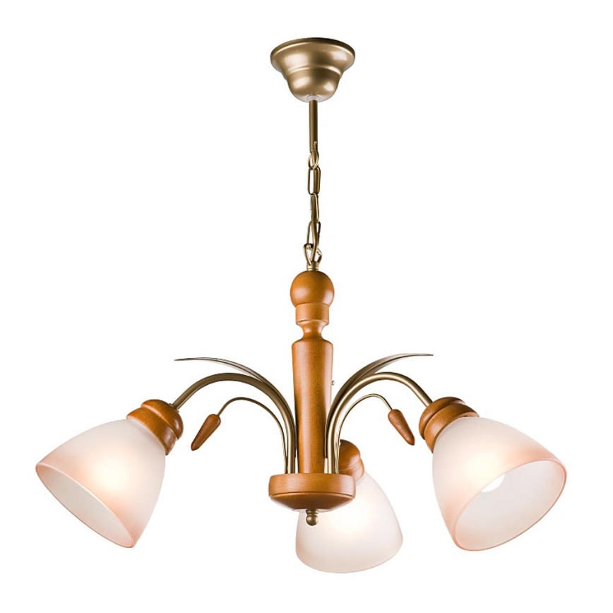 Ljuskrona på kedja TULIPAN 3xE27/60W/230V bok - FSC certifierade