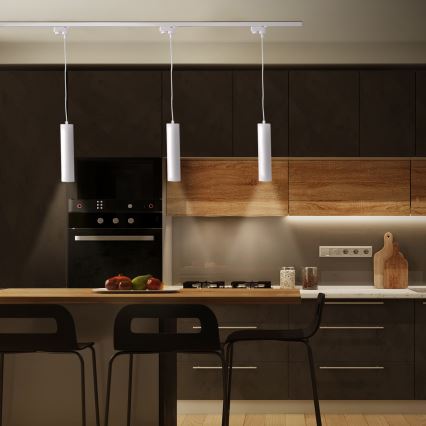 Ljuskrona på rem för skensystem MARIBEL 3xGU10/10W/230V + 1 m skena system vit