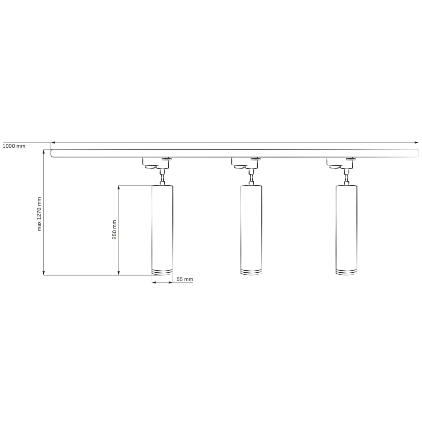 Ljuskrona på rem för skensystem MARIBEL 3xGU10/10W/230V + 1 m skena system vit
