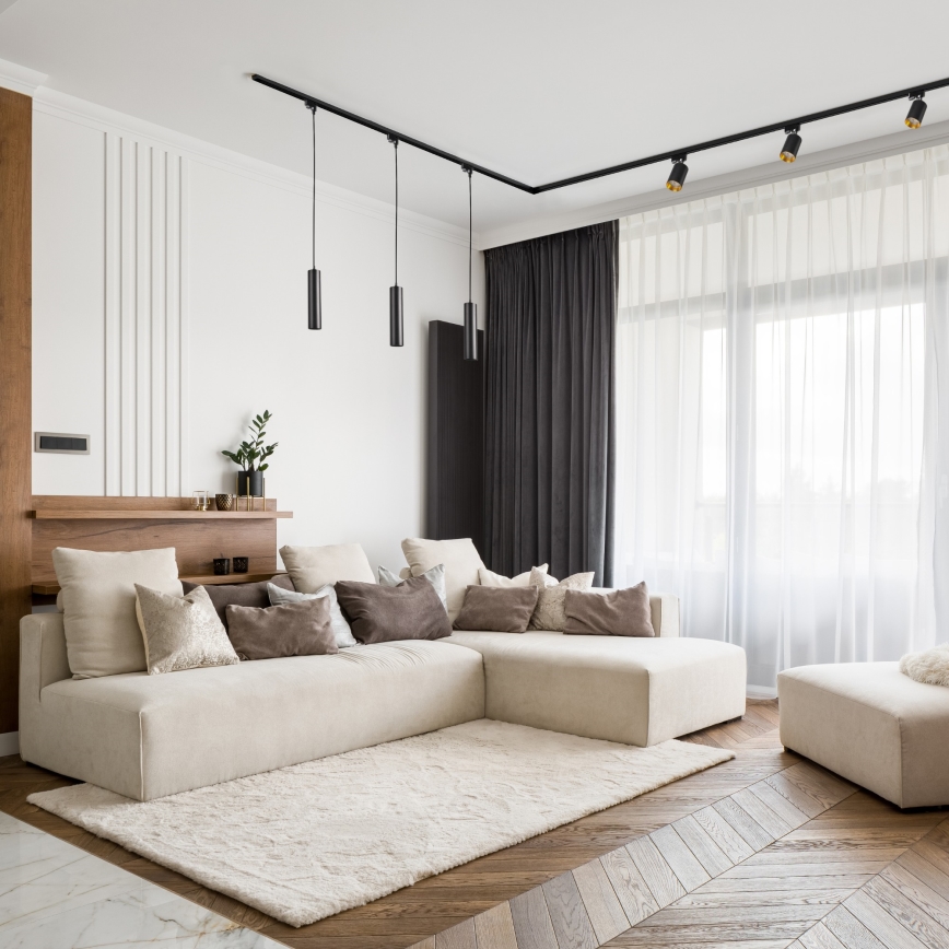Ljuskrona på rem för skensystem MARIBEL 3xGU10/10W/230V + 1 m skena system svart