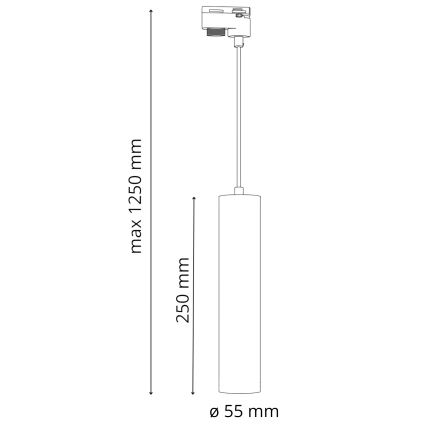 Ljuskrona på rem för skensystem MARIBEL 3xGU10/10W/230V + 1 m skena system svart