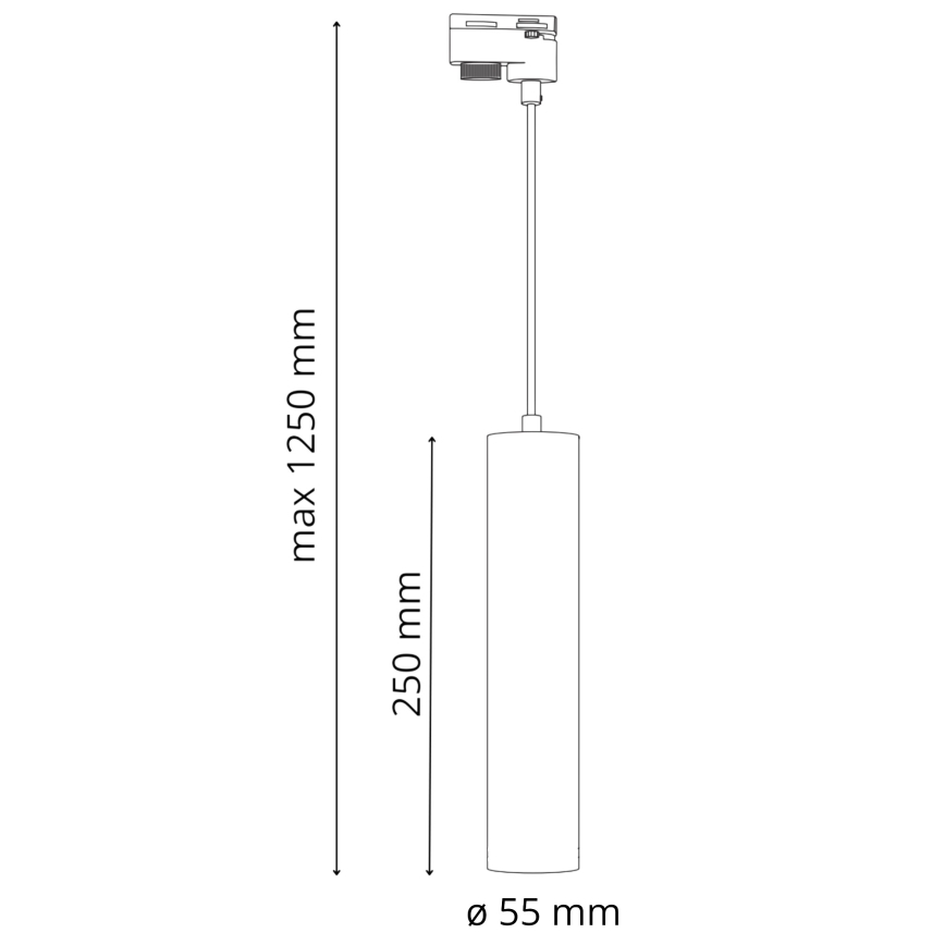 Ljuskrona på rem för skensystem MARIBEL 3xGU10/10W/230V + 1 m skena system svart
